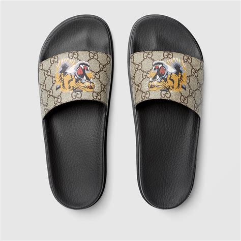 gucci sliders blue|Gucci tiger sliders.